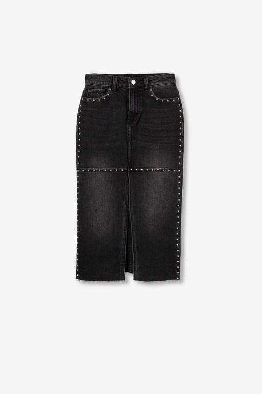 ¡ ÚLTIMA ! FALDA INDIANA BLACK DENIM PREMIUM