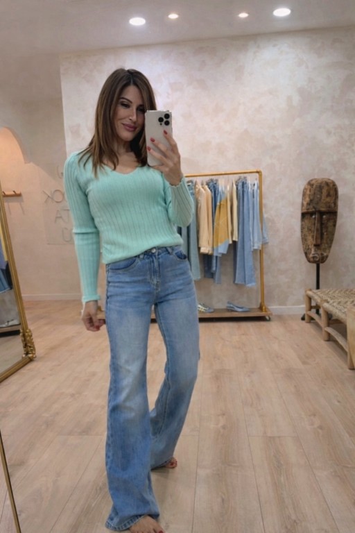 JERSEY CANALÉ V TURQUESA