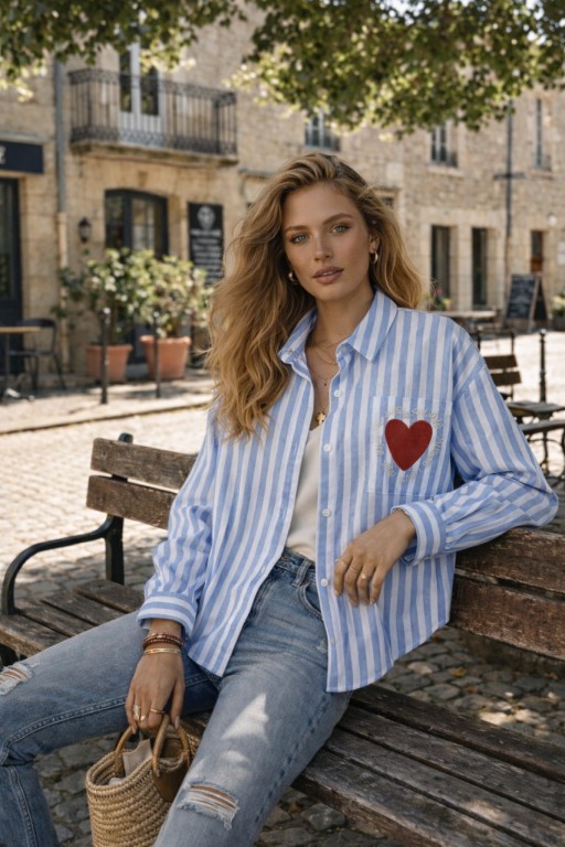 ¡ ÚLTIMA ! CAMISA DOBLE CUORE BLUE